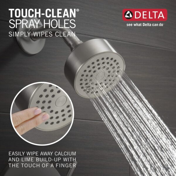 Delta Faucet Modern Brushed Nickel Shower Trim Kit, Shower Faucet with Single-Spray Touch-Clean Brushed Nickel Shower Head, Stainless T14259-SS-PP (Valve Not Included)