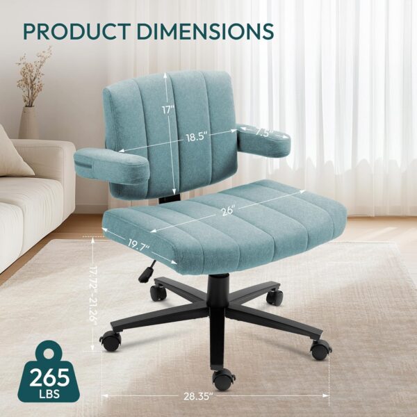 Criss Cross Chair with Wheels, High Back Adjustable Wide Armrest Office Chair, Anti-Grip Fabric Comfort Cushion Modern Style Swivel Computer Task Chairs for Home Vanity Desk Office (Blue)