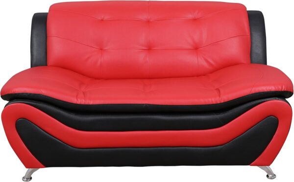 Beverly Fine Furniture Aldo ((3 Piece) Modern Sofa Set, Black/Red