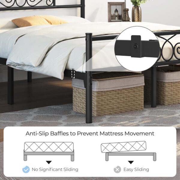 Yaheetech Queen Bed Frames Metal Platform Bed with Headboard and Footboard for Bedrooms No Box Spring Needed Easy Assembly,Ground Clearance: 12.5’’/Black/Queen Bed
