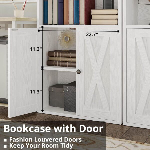 IRONCK Industrial Bookshelves and Bookcases with Doors 11.8 in Depth Set of 2 Floor Standing 5 Shelf Display Storage Shelves Bookcase Home Decor Furniture for Home, Office, Living Room, Bedroom