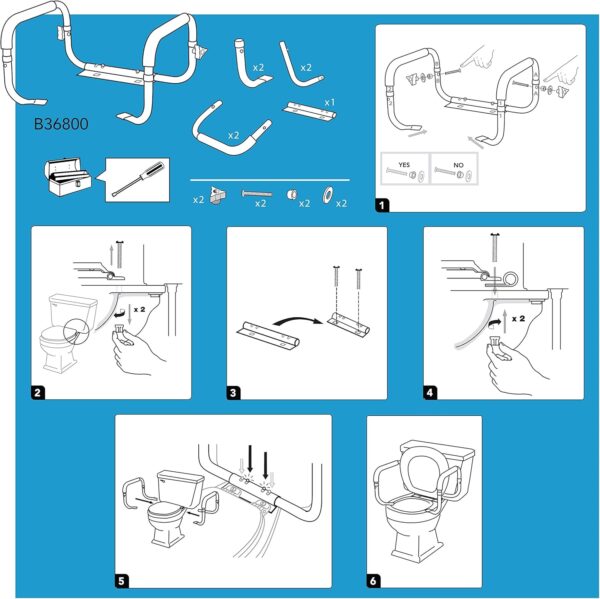 Carex Toilet Safety Frame - Toilet Safety Rails With Adjustable Width - Toilet Rails For Elderly, Handicap, Home Health Care Equipment After Surgery, Supports 300lbs