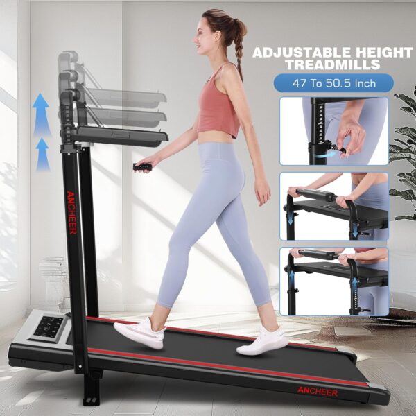 ANCHEER Walking Pad Treadmill with Incline&Adjustable Height,4 in 1 Under Desk Treadmills with Removable Desk Workstation,Foldable Treadmill for Home 300lbs Max,3 Type Control,Installation-Free