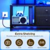 TV Stand with LED Light and Power Outlets, Entertainment Center with Fabric Drawers and Open Shelves, TV Cabinet for TVs up to 50 Inch, Media Console for Living Room, Bedroom, Black DS03UDBB
