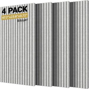 81riF2YNHL._AC_SL1500_.jpg TONOR 4-Pack Bilayer Acoustic Panels Large Self-adhesive, 47.2” * 23.6” * 0.72” Adhesive Wall Panel, Large Soundproof Tiles for Echo Absorbtion, Acoustical Barrier of Polyester Fiber, Grey