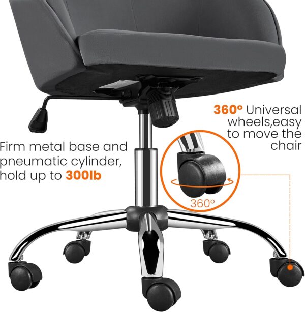 Yaheetech Office Chair Height Adjustable Mid Back Chair Swivel Large Seat Chairs Desk Chair Computer Chair on Wheels with Armrests