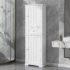 67.3“ Tall Linen Bathroom Storage Cabinet, Modern Linen Cabinet Freestanding with 2 Doors and 1 Drawer, Bathroom Organizers Storage, Shelves for Bathroom, Living Room, Anti-Tipping (White)