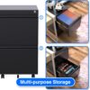 Aobabo 2 Drawer File Cabinet, Lockable Metal Filing Cabinet with Wheels for Home Office, Legal/Letter Size, Fully Assembled Except Wheels, Black