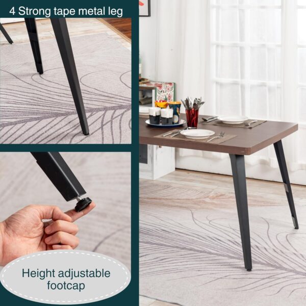 Homy Casa 5-Piece Dining Set – 63" Rectangular Mid-Century Modern Dining Table with 4 Suede/Fabric Chairs, Sturdy Metal Frame, Perfect for Kitchen or Dining Room (Brown & White)