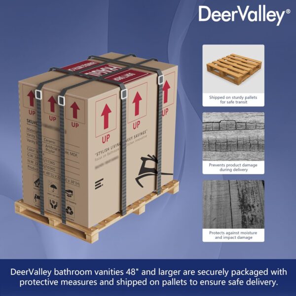 Deer Valley 60'' Bathroom Vanity with Double Sink Top, Pre-Assembled Modern Wood Bathroom Cabinet Sink Combo with Backsplash, Soft Closing Doors, Multifunctional Storage Space Vanity (White)