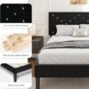Modern Black Queen Size Platform Bed Frame with Headboard - Upholstered Button-Tufted Design, No Box Spring Needed, Easy Assembly