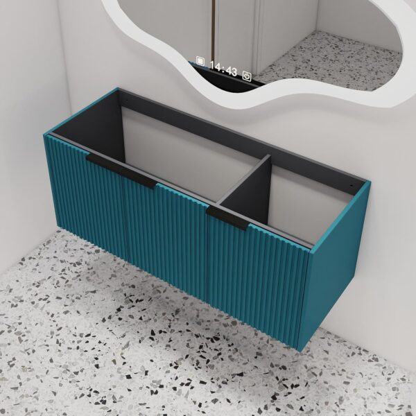 48" Floating Bathroom Vanity Without Sink, 48 inch Wall Mounted Bathroom Cabinet, Modern Lake Blue Cabinet with 3 Soft Close Doors, Basin not Include(MA10348DLBE-C)