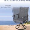VICLLAX 5 Pieces Outdoor Dining Set, Patio Furniture Set of 4 Patio Swivel Dining Chairs and Square Patio Table with Storage Shelf, Dark Charcoal Chairs & Black Tabletop