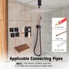 12 Inch Ceiling Mount Shower System Matte Black Gold Rain Mixer Shower Combo Set High Pressure Rainfall Shower Head System Bathroom Luxury Shower Faucet Set Rough-in Valve and Trim Included