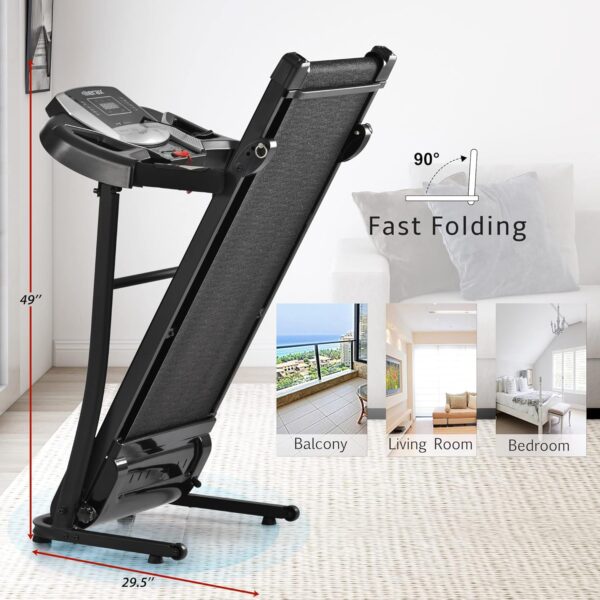 Merax Electric Folding Treadmills for Home 3 Level Incline Treadmill with Pulse Sensors, 2.5 HP Quiet Brushless with USB Charge Station, 7.5 MPH, 300 lbs Capacity