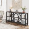 Tribesigns 70.9 inch Sofa Console Table, Extra Long Narrow Entryway Tables with 3 Tier Wood Storage Shelves Metal Frame for Foyer Hallway Living Room Behind Couch, Black Rustic Gray