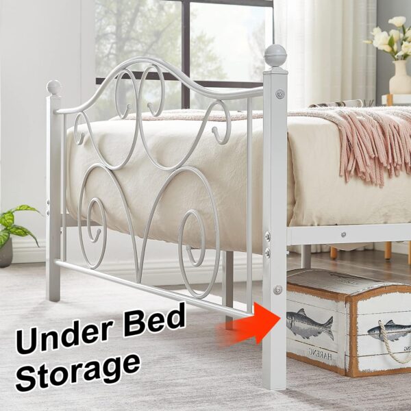 VECELO Queen Size Bed Frame with Headboard and Footboard, Heavy Duty Metal Slat Support, Platform Mattress Foundation, No Box Spring Needed, Easy Assembly, White