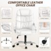 Homall Office Chair High Back Computer Desk Chair, PU Leather Adjustable Height Modern Executive Swivel Task with Padded Armrests and Lumbar Support (White)