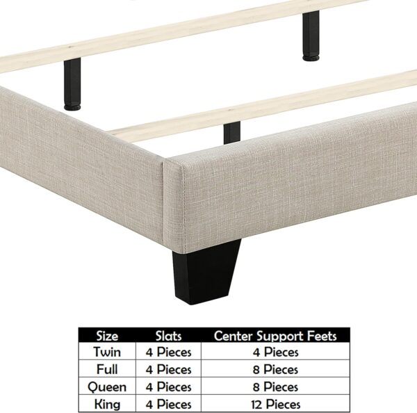 Rosevera Gideon Bed Frame/Fabric Upholstered Bed Frame with Adjustable Headboard/Chesterfield-Styled/Wood Slat Support/Easy Assembly,Queen,Beige