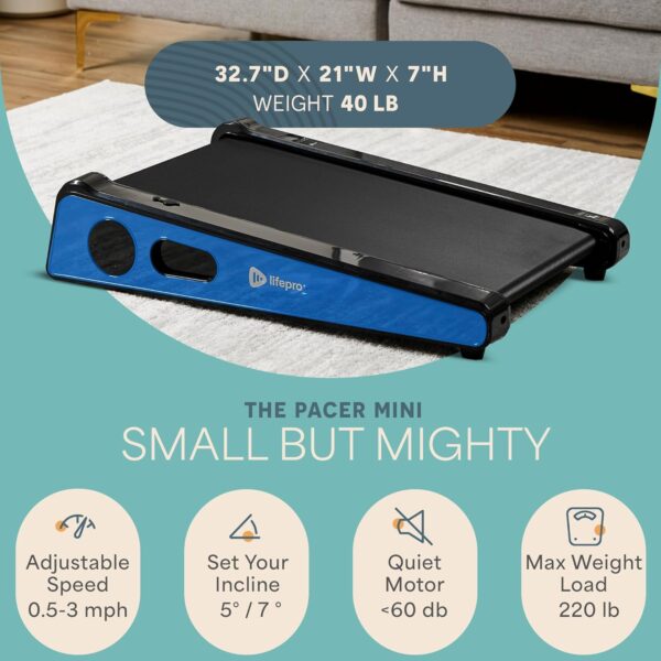 Lifepro Smallest Portable 30in Small Mini Walking Pad Treadmill Installation Free, Adjustable Incline, Under Desk Work Compact Treadmills for Home/Office - Max Load 220Lbs & Speed 3MPH