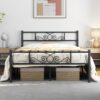 Yaheetech Queen Bed Frames Metal Platform Bed with Headboard and Footboard for Bedrooms No Box Spring Needed Easy Assembly,Ground Clearance: 12.5’’/Black/Queen Bed