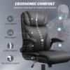 Office Chair, Ergonomic Big and Tall Computer Desk Chairs, Executive Breathable Leather Chair with Adjustable High Back Flip-up Armrests, Lumbar Support Swivel PC Chair with Rocking Function