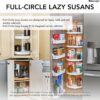 Rev-A-Shelf 2 Tier Full-Circle Lazy Susan for Corner Wall Cabinets Plastic 20" Double Shelf Swivel Kitchen Spice/Can Organizer, White, 3072-20-11-52