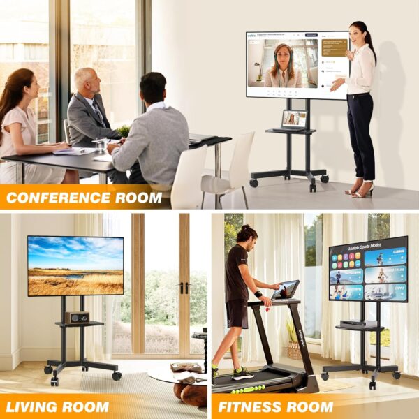 81upuar9GUL._AC_SL1500_.jpg Mobile TV Stand with Upgraded Wheels for 32-75 Inch TVs up to 88 lbs, Height Adjustable Rolling TV Stand with Laptop Shelf, Mobile TV Cart with Heavy Duty Structure for Living Room, Patio, Office