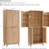 T4TREAM 72" Tall Fluted Pantry Storage Cabinet with Adjustable Shelves & Door Racks, Curved Profile Design, Spacious Dual-Zone Wood Organizer for Kitchen, Living Room, Natural Oak