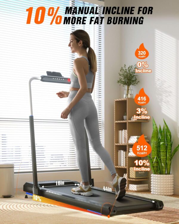 Walking Pad Treadmill, Under Desk Treadmill with Incline for Home/Office, 2 in 1 Folding Treadmills with APP/Remote Control and LED Display, 0.6-7.6 MPH 340 lbs Capacity