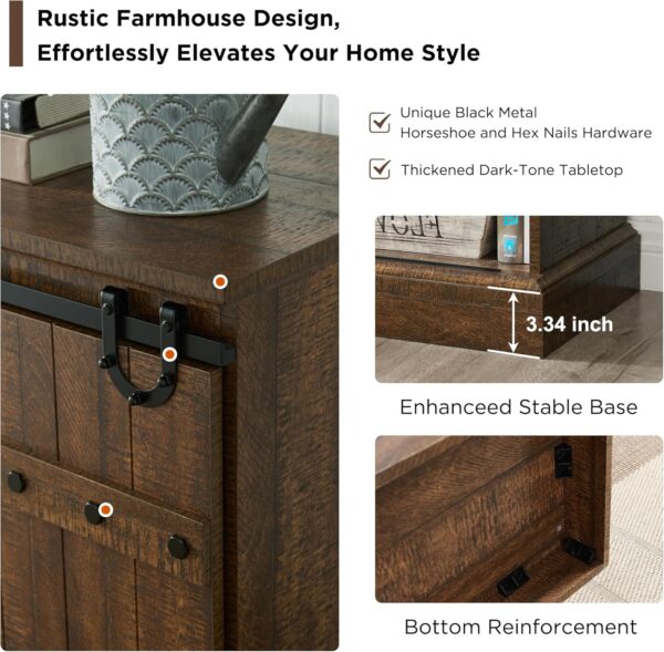 OKD Farmhouse 75" TV Stand for 80 85 Inch TV, Rustic Media Console Table with Sliding Barn Door, Large Highboy Entertainment Center with Storage Cabinet for Living Room, Bedroom, Reclaimed Barnwood