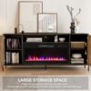 BELLEZE 68" TV Stand with 36" Electric Fireplace Heater, Entertainment Center with Storage Cabinet, Console Table for TVs up to 75" for Living Room, Bedroom - Harper (Black Ebony)