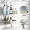 YASONIC Shower Caddy Hanging - Never Rust Shower Organizer - Aluminum Over The Shower Head Caddy with 10 Hooks for Razor/Sponge - Shower Rack with Soap Basket - Silver