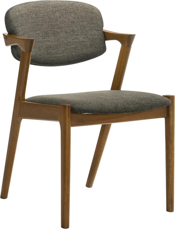 Coaster Home Furnishings - Malone - Set of 2 Fabric & Wood Arm Chairs - Armrests, Open Back, Padded Backrest and Seat - Mid-Century Modern - Dining Room and Kitchen - Brown and Dark Walnut - 105352