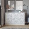 White Floral Peel and Stick Wallpaper Modern Floral 3D Embossed Wallpaper Self Adhesive Removable Contact Paper Waterproof Wallpaper for Bathroom Bedroom Cabinets Decor 17inch×196.8inch Vinyl