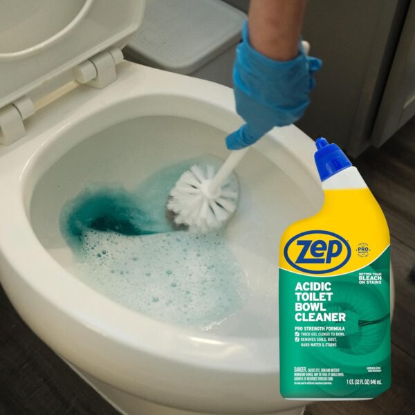 Zep Acidic Toilet Bowl Cleaner - 32 oz (Case of 4) - ZUATBC324 - Experience the Ultimate Cleaning Power with Our 2x Thicker Clinging Formula, Designed to Deliver a Professional-Quality Clean