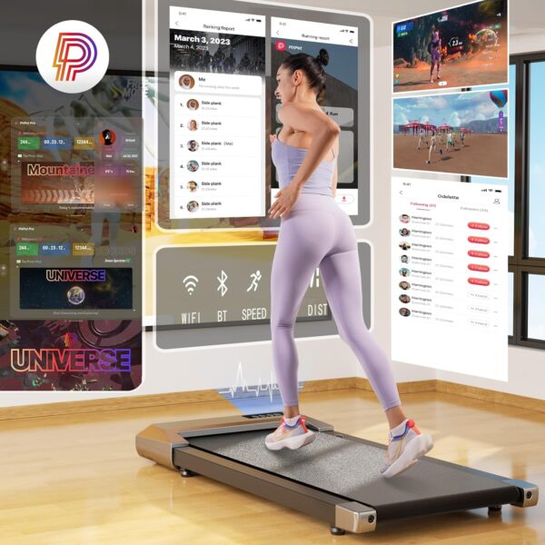 DeerRun Walking Pad, 2025 Smart Under Desk Treadmill, Treadmills for Home/Office, 2 in 1 Walking Pad Treadmill with LED Dispaly & Remote Control, Small Treadmill for Small Spaces