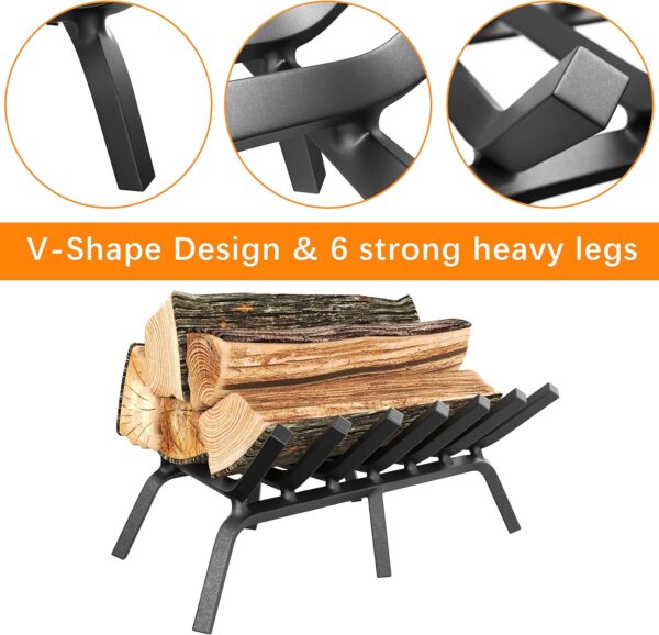 Mr IRONSTONE Fireplace Grate 21 inch Solid Steel Heavy Duty Fireplace Log Grates 3/4" Bar Grates Outdoor/Indoor Wrought Iron Burning Rack Holder