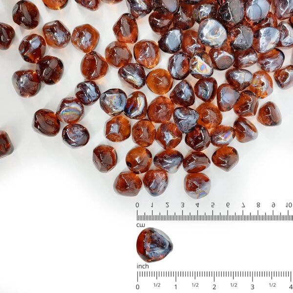 10 Pound 1/2 Inch Fire Glass Diamonds for Natural or Propane Fire Pit Fireplace and Landscaping, 10 Pounds Amber