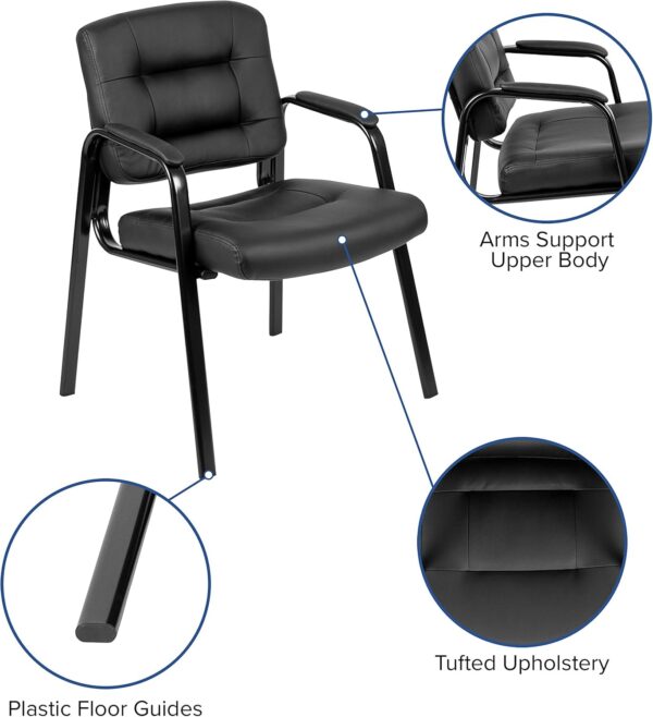 Flash Furniture Darwin Flash Fundamentals LeatherSoft Executive Reception Chair, Modern Tufted Lounge Chair for Living Room or Office, Black