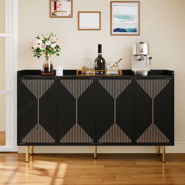 YITAHOME Sideboard Cabinet, 55 Inch Modern Coffee Bar Cabinets with Storage, Large Buffet Cabinet with Storage for Kitchen, Black