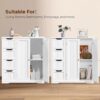 Yaheetech Wooden Bathroom Floor Cabinet, Side Storage Organizer Cabinet with 4 Drawers & Double Doors, Freestanding Entryway Storage Unit Console Table, Bathroom Furniture Home Decor, White