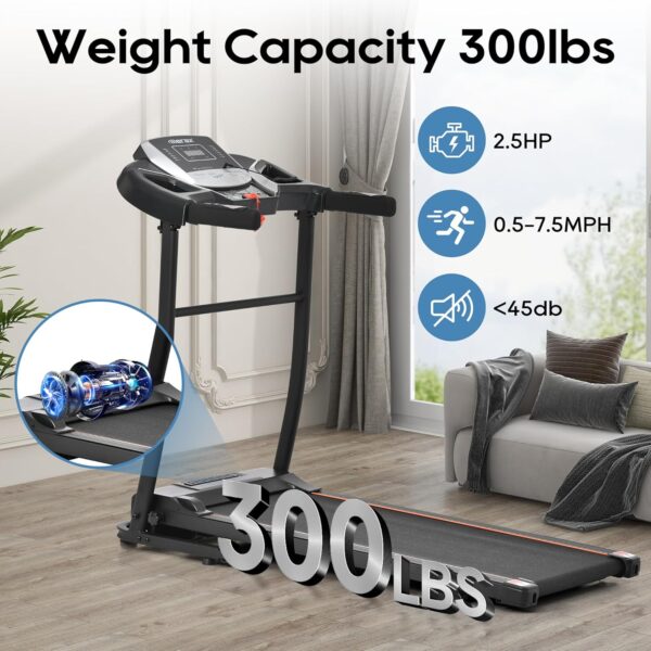 Merax Electric Folding Treadmills for Home 3 Level Incline Treadmill with Pulse Sensors, 2.5 HP Quiet Brushless with USB Charge Station, 7.5 MPH, 300 lbs Capacity