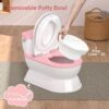 2-in-1 Toddler Potty Training Toilet - Larger Potty Chair & Detachable Training Seat for Boys & Girls Ages 1-3 with Flushing Sound, Wipes Storage, Toilet Paper Holder - Pink