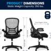 Flash Furniture Porter High Back Black Mesh Ergonomic Swivel Office Chair with Black Frame and Flip-up Arms
