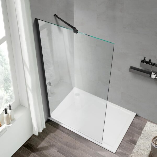 Shower Door Support Bar, 15.74 Inch (400mm) Long Stainleess Steel Rod to Fix Glass Door to Wall, for 1/4"(6mm), 5/16"(8mm), 3/8"(10mm) Frameless Glass Panel, Matte Black