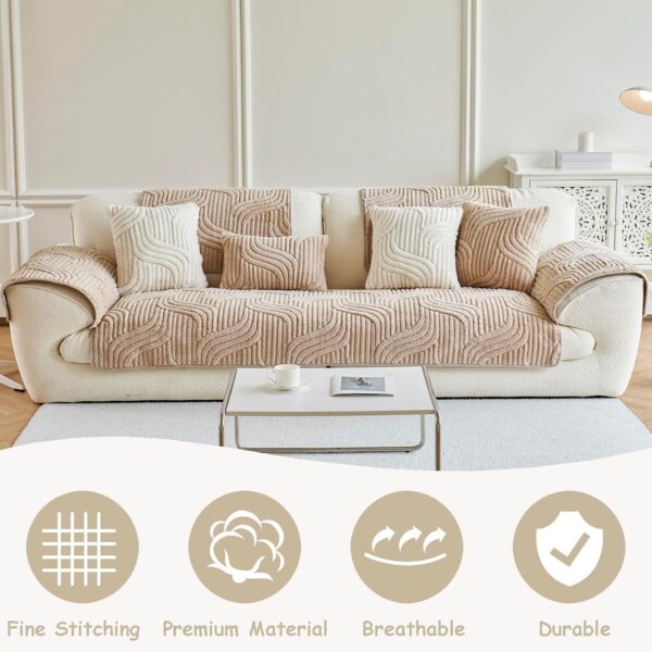 Jecpuo Washable Pet Couch Cover Protector for Sectional Sofa Armrest Headrest Covers Pad Anti-Slip Pet Friendly Boho Loveseat Slipcovers