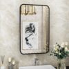 16x24 Inch Black Mirror Medicine Cabinet Metal Framed Recessed Wall Mounted Bathroom Medicine Cabinet with Mirror and Storage