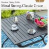 Sophia & William Patio Dining Set 5 Pieces, 4 Stackable Aluminum Textilene Dining Chairs with 37"x 37" Square Dining Table, Patio Table Chair Set for Outdoor Garden Lawn (Blue)