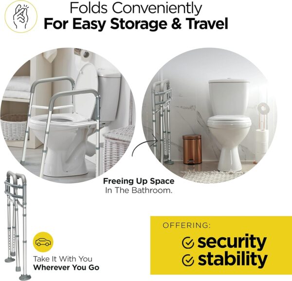 Medical king Toilet Safety Rail - Adjustable Detachable Toilet Safety Frame with Handles Heavy-Duty Toilet Safety Rails Stand Alone - Toilet Safety Rails for Elderly, Handicapped - Fits Most Toilets